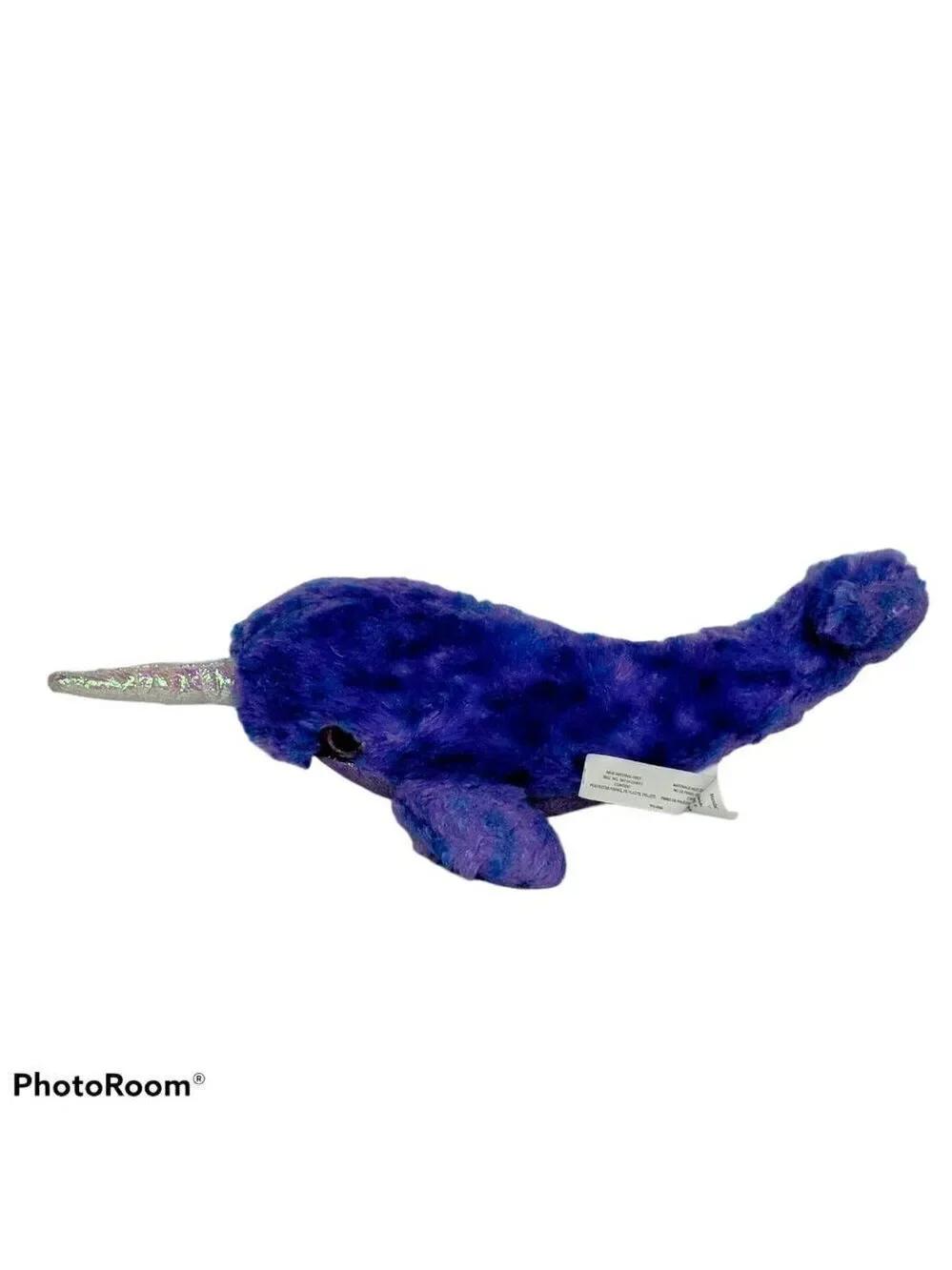 The Petting Zoo Narwhal Plush Purple Blue Horn 7.5 Inches